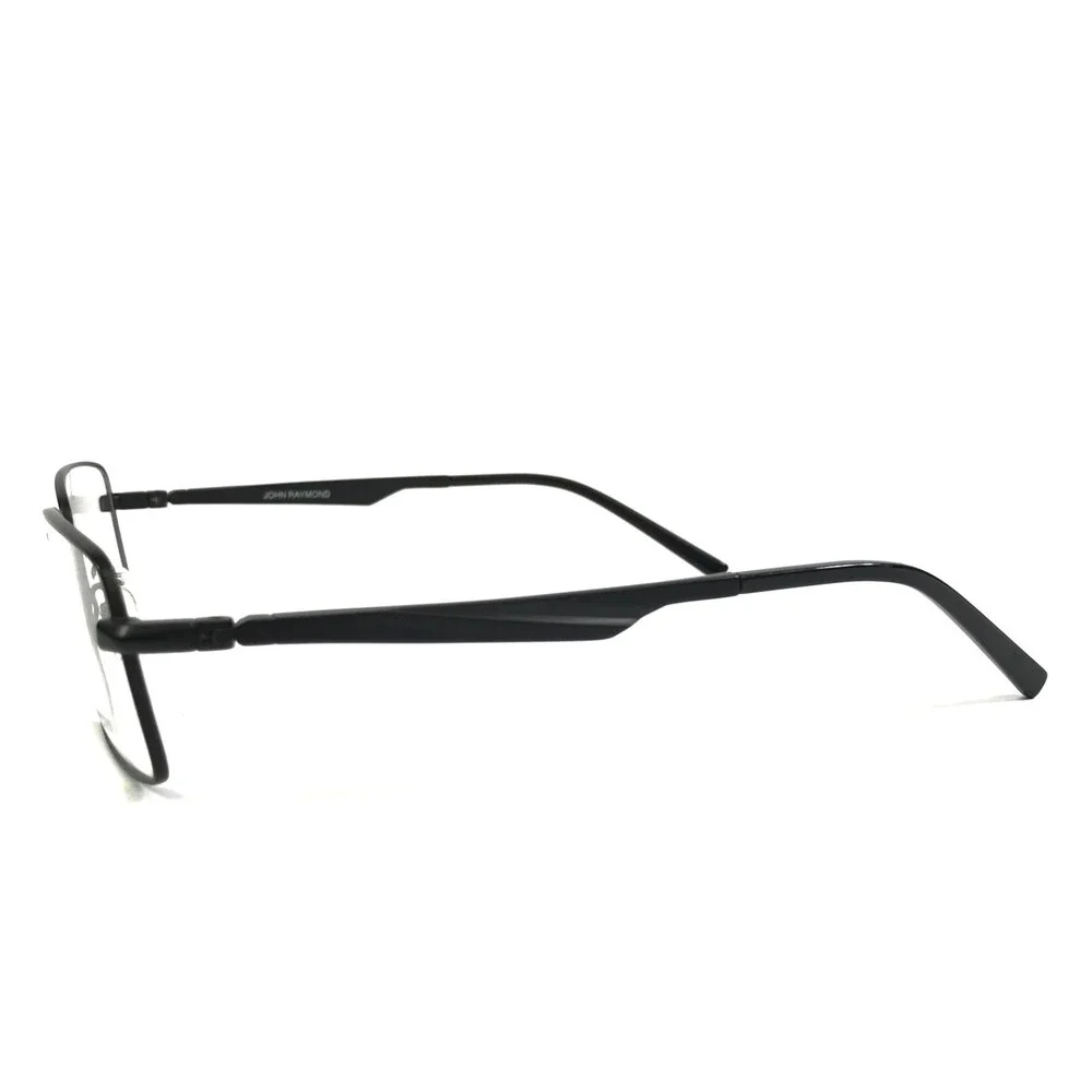 John Raymond Eyeglasses Frames JR-02063 BLOCK Black Rectangle Wire Rim 60-19-150